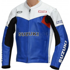 Classic Suzuki Colour Scheme Replica - Retro Style Leather Motorcycle Biker Jacket